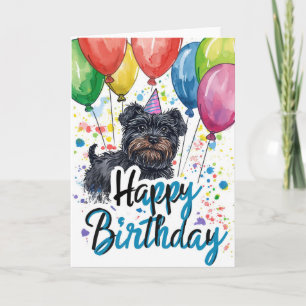 Affenpinscher mit Balloons Geburtstag Karte