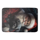 Affenpinscher mit dem Weihnachtsmann Weihnachten Badematte (Vorderseite)
