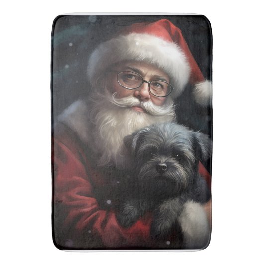 Affenpinscher mit dem Weihnachtsmann Weihnachten Badematte (Vorderseite Vertikal)