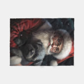 Affenpinscher mit dem Weihnachtsmann Weihnachten Fleecedecke (Vorderseite (Horizontal))