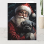 Affenpinscher mit dem Weihnachtsmann Weihnachten Karte (Vorderseite)
