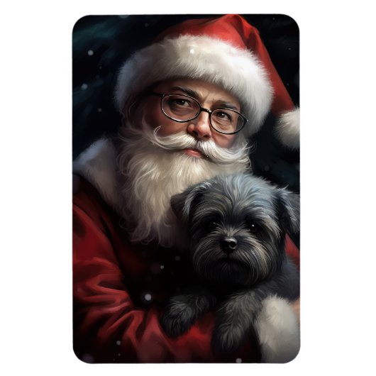 Affenpinscher mit dem Weihnachtsmann Weihnachten Magnet (Vertikal)