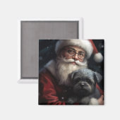 Affenpinscher mit dem Weihnachtsmann Weihnachten Magnet (Vorderseite/Rückseite)