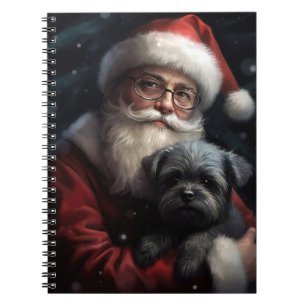 Affenpinscher mit dem Weihnachtsmann Weihnachten Notizblock