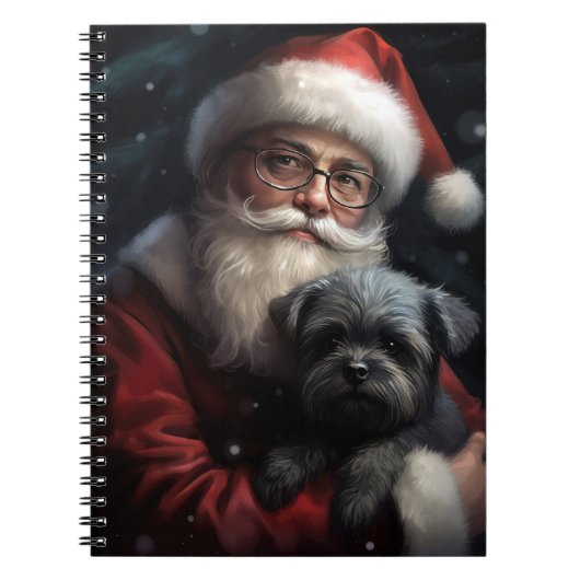 Affenpinscher mit dem Weihnachtsmann Weihnachten Notizblock (Vorderseite)