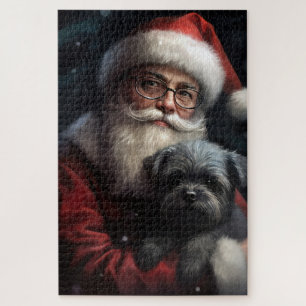 Affenpinscher mit dem Weihnachtsmann Weihnachten Puzzle