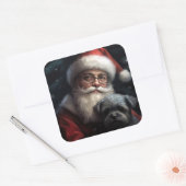 Affenpinscher mit dem Weihnachtsmann Weihnachten Quadratischer Aufkleber (Umschlag)