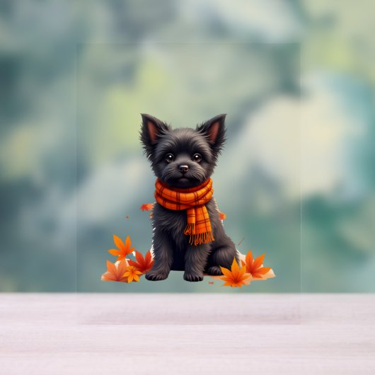 Affenpinscher mit Herbst-Blättern Acrylschild (Neutral)