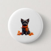 Affenpinscher mit Herbst-Blättern Button (Vorderseite)