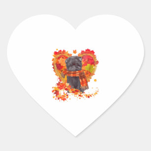 Affenpinscher mit Herbst-Blättern Herz-Aufkleber