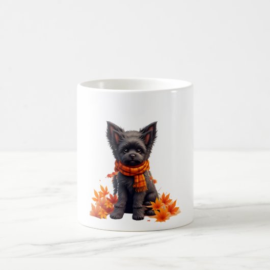 Affenpinscher mit Herbst-Blättern Kaffeetasse (Mittel)