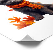 Affenpinscher mit Herbst-Blättern Poster (Ecke)