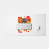 Affenpinscher mit Herbst-Blättern Schreibtischunterlage (Tastatur & Maus)