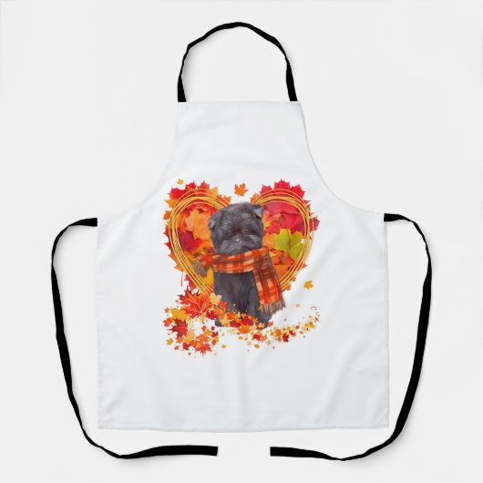 Affenpinscher mit Herbst-Blättern Schürze (Vorderseite)