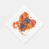 Affenpinscher mit Herbst-Blättern Serviette (Ecke)