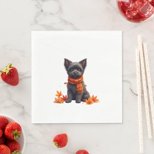 Affenpinscher mit Herbst-Blättern Serviette (Beispiel)