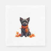 Affenpinscher mit Herbst-Blättern Serviette (Vorderseite)