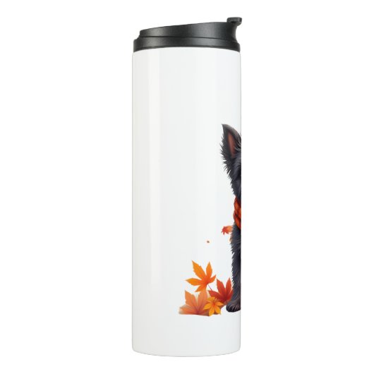 Affenpinscher mit Herbst-Blättern Thermosbecher (Nach links gedreht)
