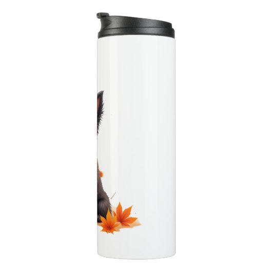 Affenpinscher mit Herbst-Blättern Thermosbecher (Nach rechts gedreht)