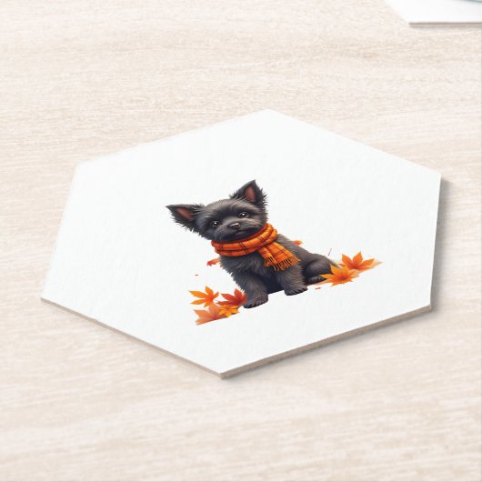 Affenpinscher mit Herbst-Blättern Untersetzer (angewinkelt)