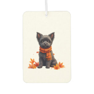 Affenpinscher mit Herz aus Herbstlaub Autolufterfrischer