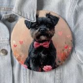 Affenpinscher mit Rose - Valentinstag Button (Beispiel)