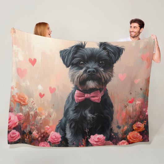 Affenpinscher mit Rose - Valentinstag Fleecedecke (Beispiel)