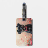 Affenpinscher mit Rose - Valentinstag Gepäckanhänger (Rückseite vertikal)