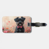 Affenpinscher mit Rose - Valentinstag Gepäckanhänger (Rückseite horizontal)