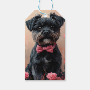 Affenpinscher mit Rose - Valentinstag Geschenkanhänger