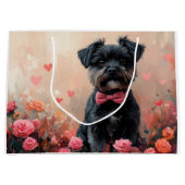 Affenpinscher mit Rose - Valentinstag Große Geschenktüte (Vorderseite)