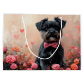 Affenpinscher mit Rose - Valentinstag Große Geschenktüte (Rückseite)
