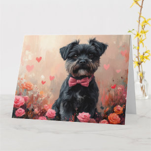 Affenpinscher mit Rose - Valentinstag Karte