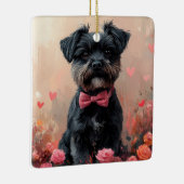 Affenpinscher mit Rose - Valentinstag Keramikornament (Rechts)