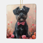 Affenpinscher mit Rose - Valentinstag Keramikornament (Links)