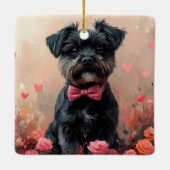 Affenpinscher mit Rose - Valentinstag Keramikornament (Rückseite)