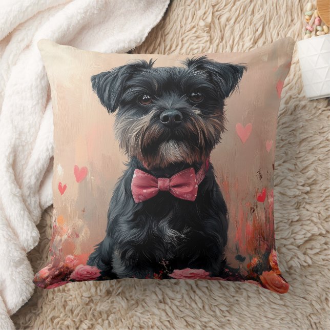 Affenpinscher mit Rose - Valentinstag Kissen (Decke)