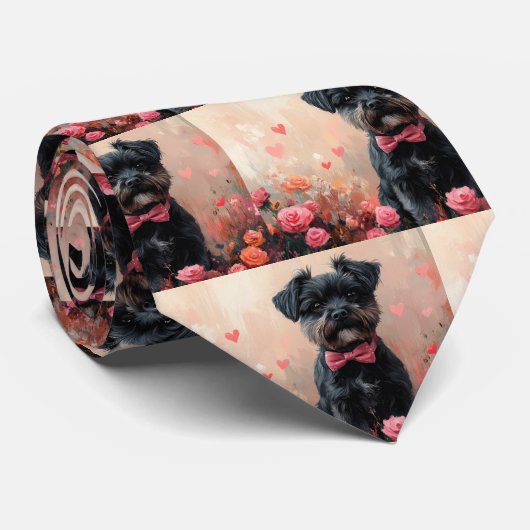 Affenpinscher mit Rose - Valentinstag Krawatte (Gerollt)