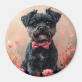 Affenpinscher mit Rose - Valentinstag Magnet (Vorne)