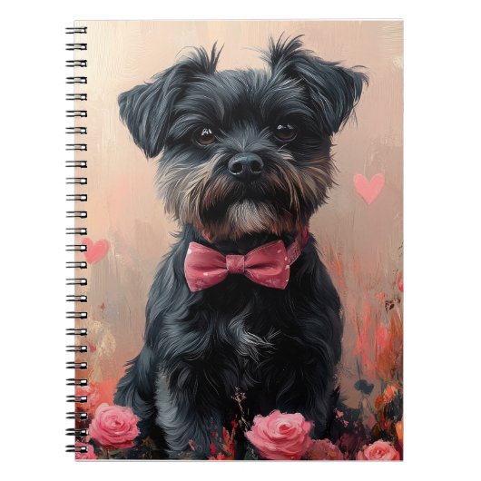 Affenpinscher mit Rose - Valentinstag Notizblock (Vorderseite)