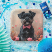 Affenpinscher mit Rose - Valentinstag Pappteller (Party)