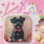 Affenpinscher mit Rose - Valentinstag Pappteller (Party)