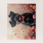 Affenpinscher mit Rose - Valentinstag Puzzle (Vertikal)