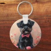 Affenpinscher mit Rose - Valentinstag Schlüsselanhänger (Rückseite)