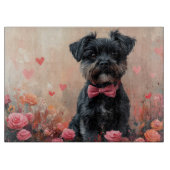 Affenpinscher mit Rose - Valentinstag Schneidebrett (Vorderseite)