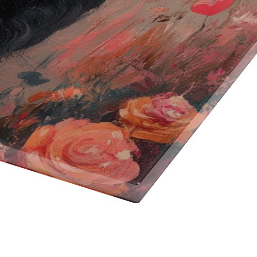 Affenpinscher mit Rose - Valentinstag Schneidebrett (Ecke)