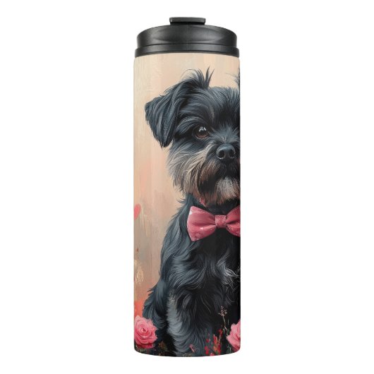 Affenpinscher mit Rose - Valentinstag Thermosbecher (Vorderseite)