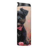Affenpinscher mit Rose - Valentinstag Thermosbecher (Nach rechts gedreht)