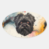 Affenpinscher Monkey Dog Affens Terrier Ovaler Aufkleber (Vorderseite)