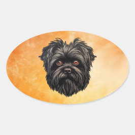 Affenpinscher Monkey Dog Affens Terrier Ovaler Aufkleber